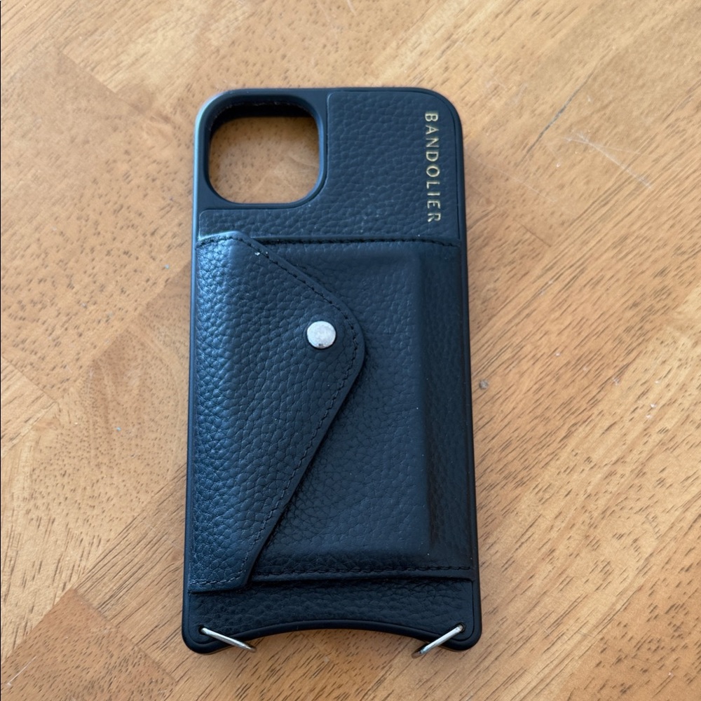 Bandolier Black Pebbled Leather Phone Case